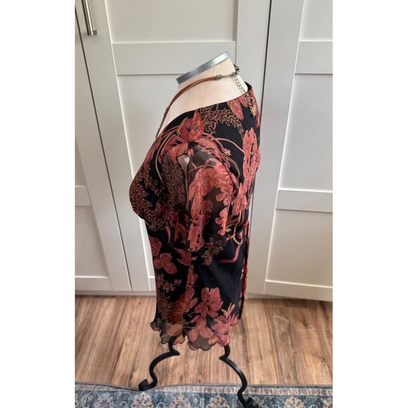Johnathan Martin silk babydoll Floral Tie Top M  Whimsigoth Y2K Romantic fairy - Picture 10 of 11
